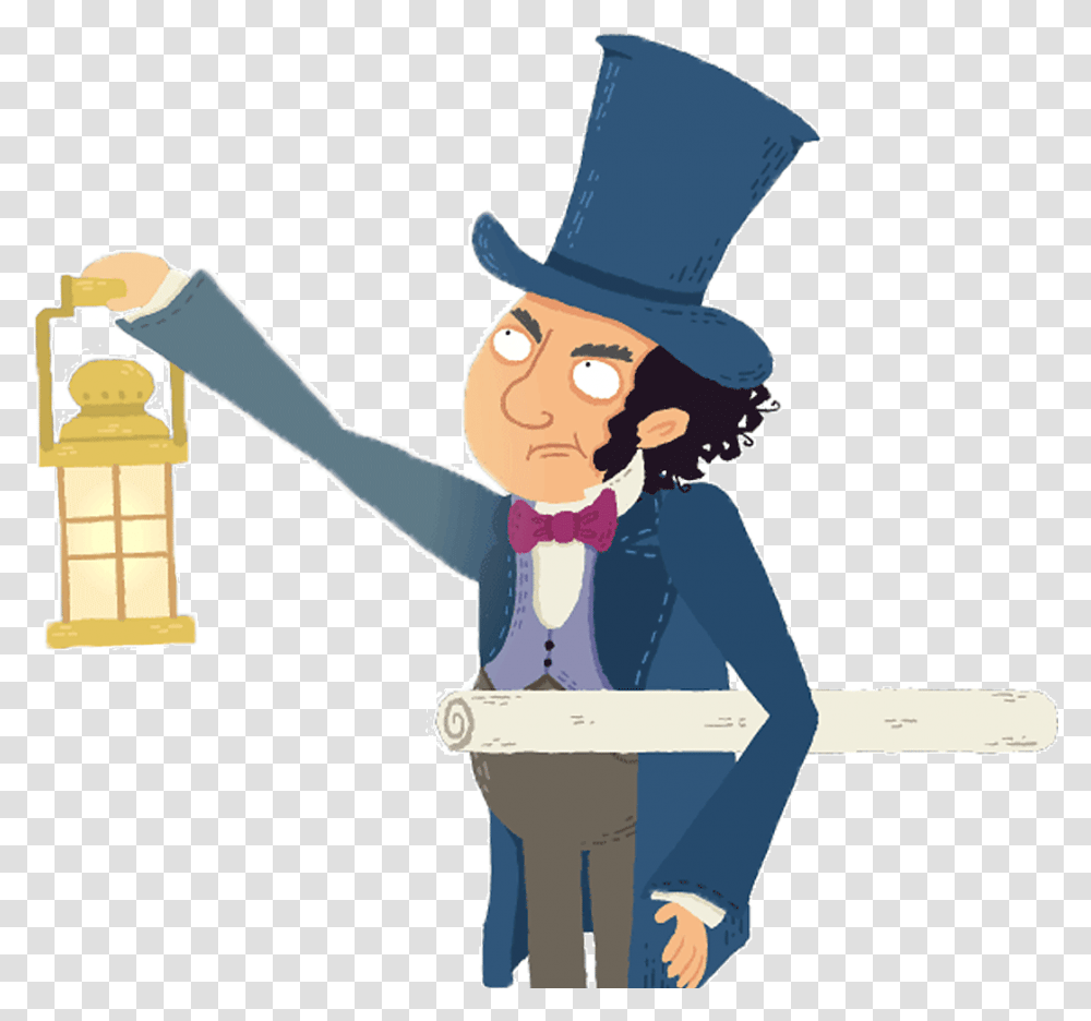 Isambard Kingdom Brunel Holding A Lamp Cartoon, Magician, Performer Transparent Png
