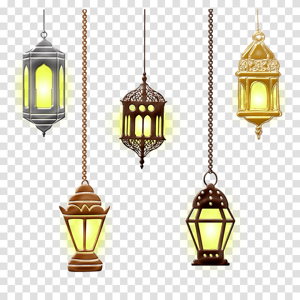 Islamic Lamps Lights Hanging Lamp Vektor Lampu Ramadhan, Gold, Lighting, Light Fixture Transparent Png