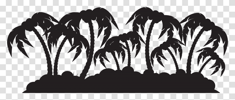 Island And Palm Tree Silhouette, Stencil, Tiger, Wildlife, Mammal Transparent Png