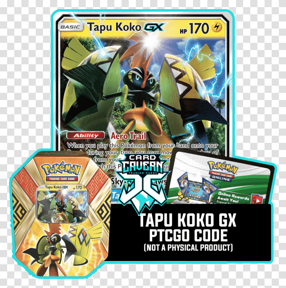 Island Guardians Tin Tapu Koko Electric Mischief Deck Ptcgo Code Tapu Koko Vmax Pokemon Card, Pac Man Transparent Png