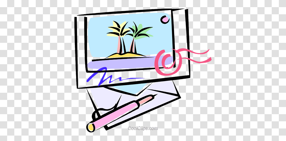 Island Postcard Royalty Free Vector Clip Art Illustration, Monitor, Screen, Electronics, Display Transparent Png
