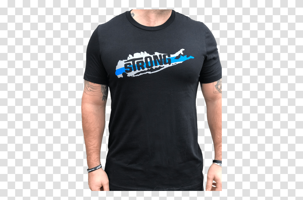Island Strong Thin Blue Line Heather Black T Shirt Active Shirt, Clothing, Apparel, Sleeve, Skin Transparent Png