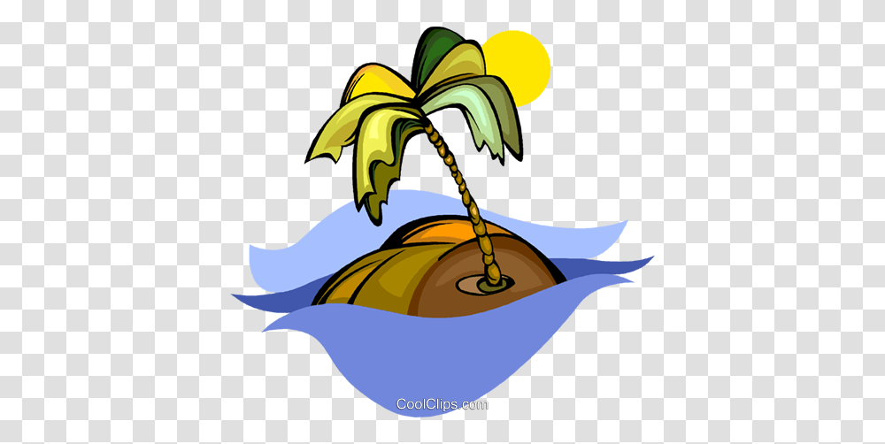Island With Palm Tree Royalty Free Vector Clip Art Illustration, Water, Outdoors, Plant Transparent Png