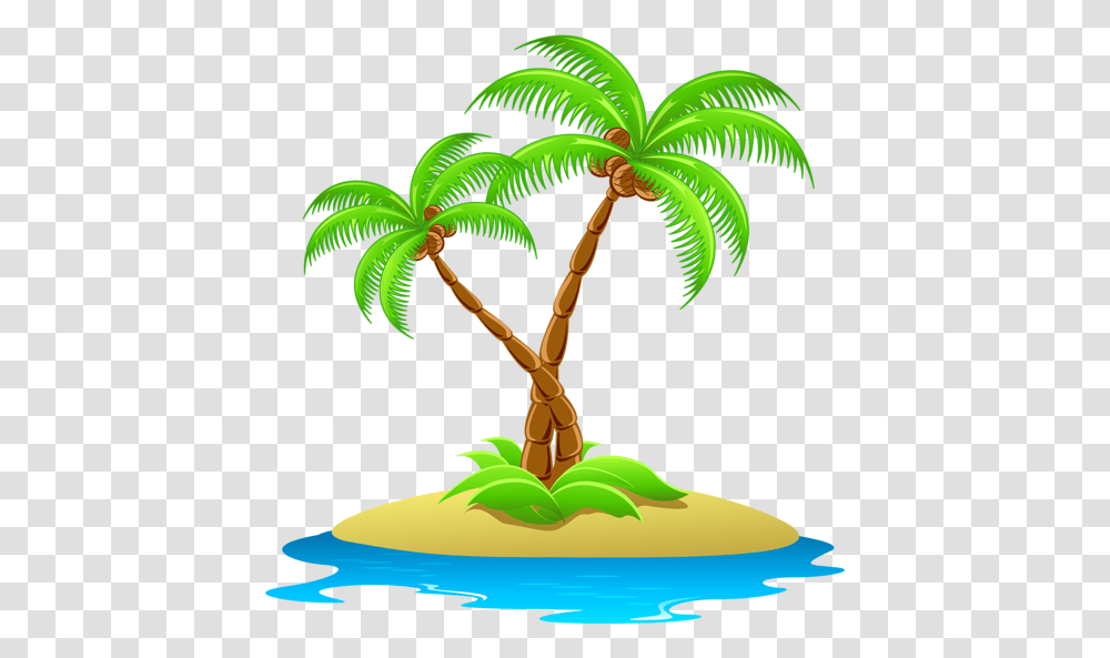 Island With Palm Trees Clipart Island Clipart, Plant, Arecaceae, Leaf, Green Transparent Png