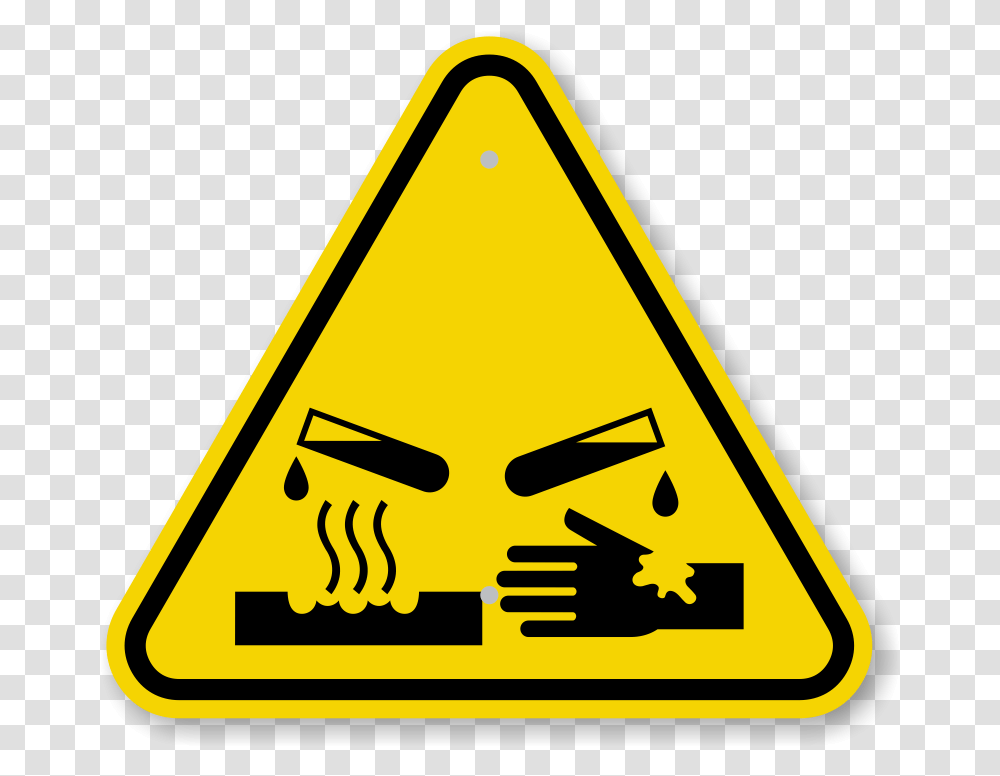 Iso Corrosive Materials Warning Sign Symbol, Road Sign, Triangle Transparent Png