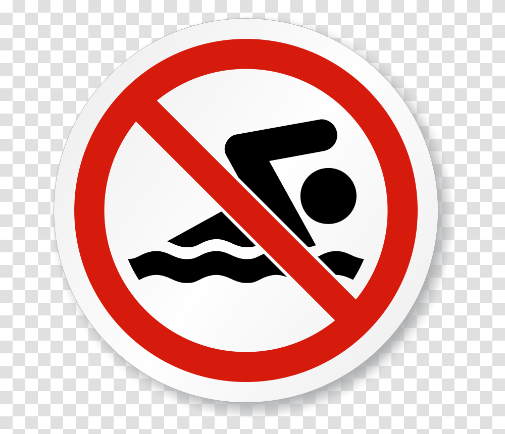 Iso No Swimming No Swimming Sign, Road Sign, Stopsign Transparent Png