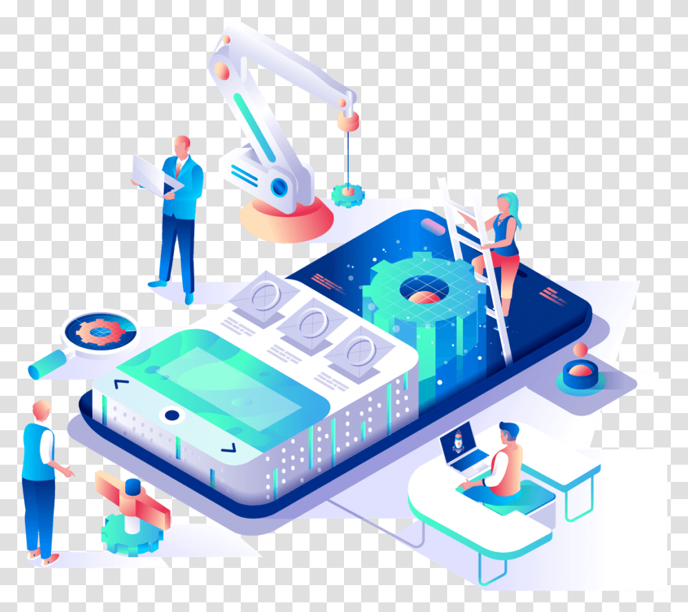 Isometric Mobile App Development, Person, Toy Transparent Png