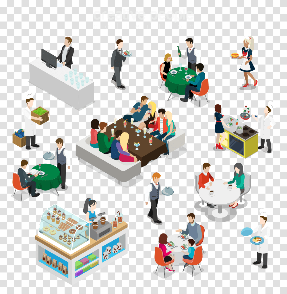 Isometric Restaurant, Person, Word, Crowd, Audience Transparent Png