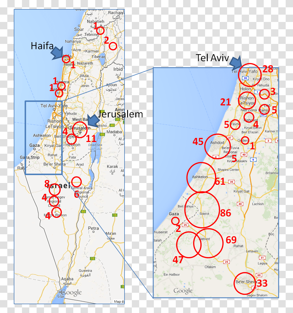 Israel Rocket Attack Map, Plot, Diagram, Atlas, Outdoors Transparent Png