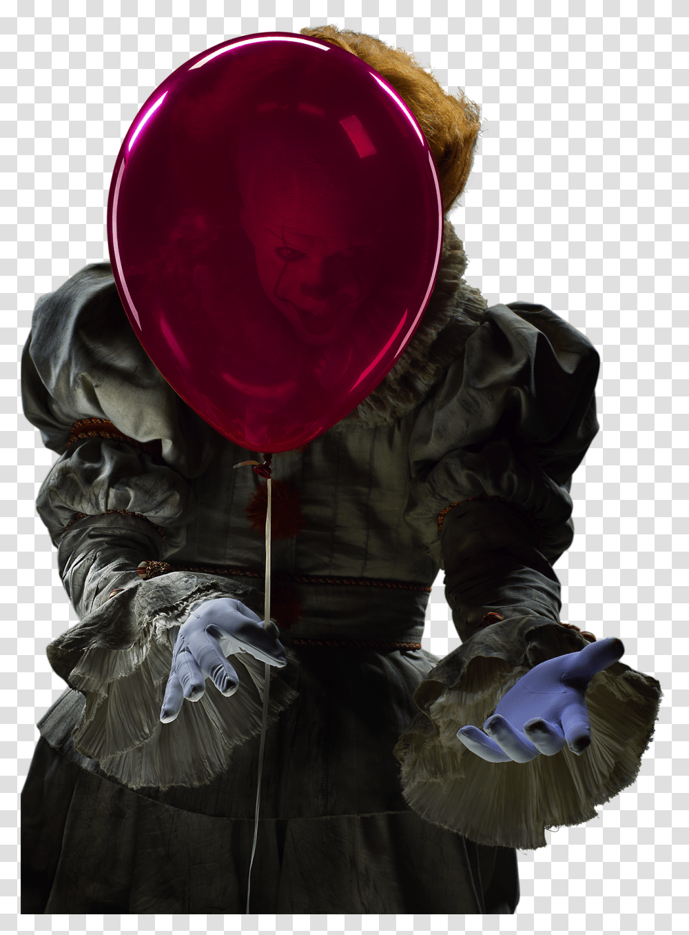 It 2017 7 Image Pennywise With Balloon, Helmet, Clothing, Apparel, Person Transparent Png