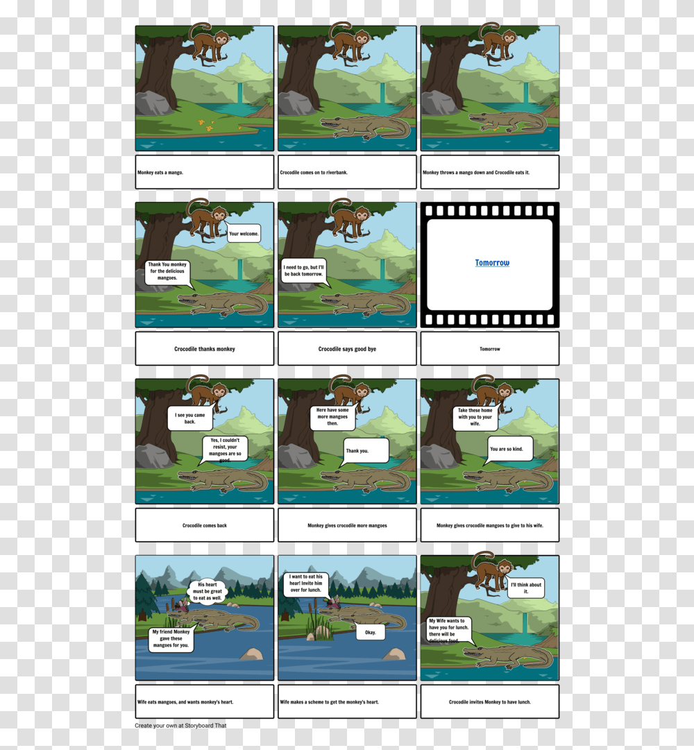 It Basically Showed A Comic Strip Of My Version Of Monkey And Crocodile Comic, Comics, Book, Manga Transparent Png