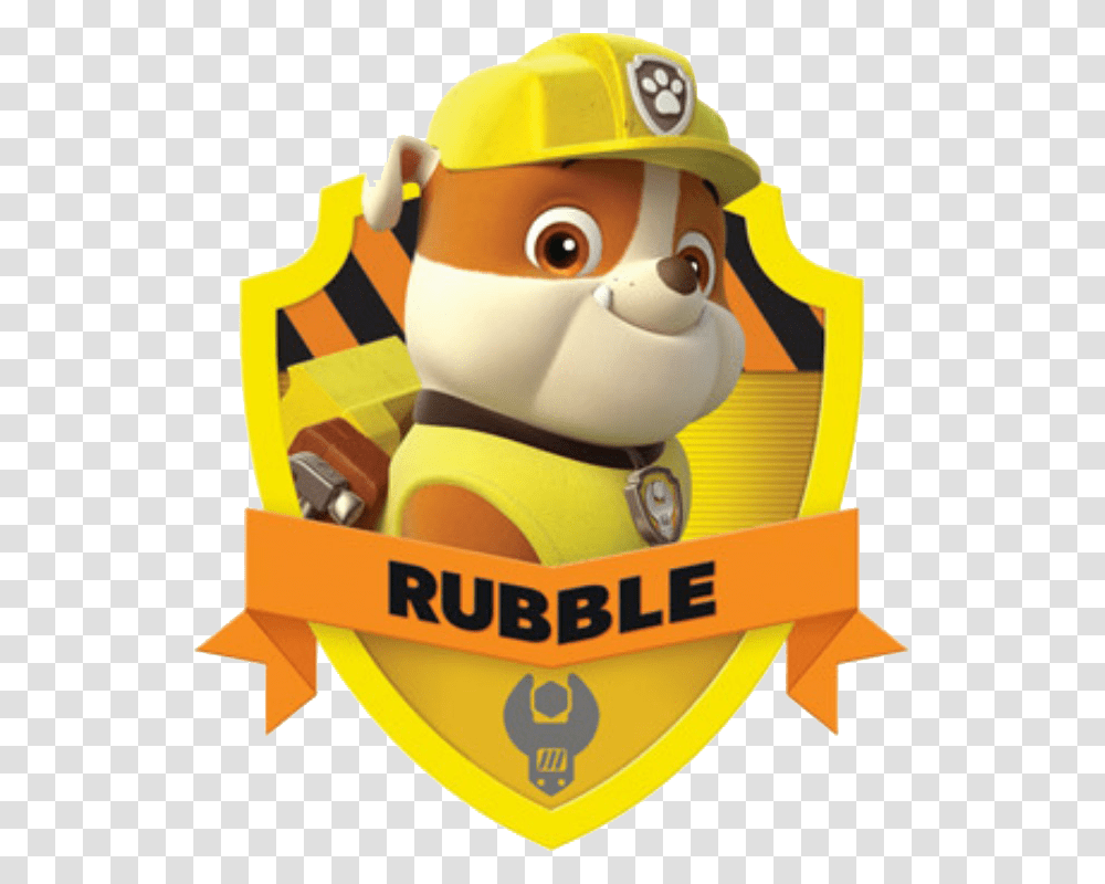It's Rubble Press 4 To Hear From The Construction Pup Stickers Paw Patrol Rubble, Toy, Logo, Trademark Transparent Png