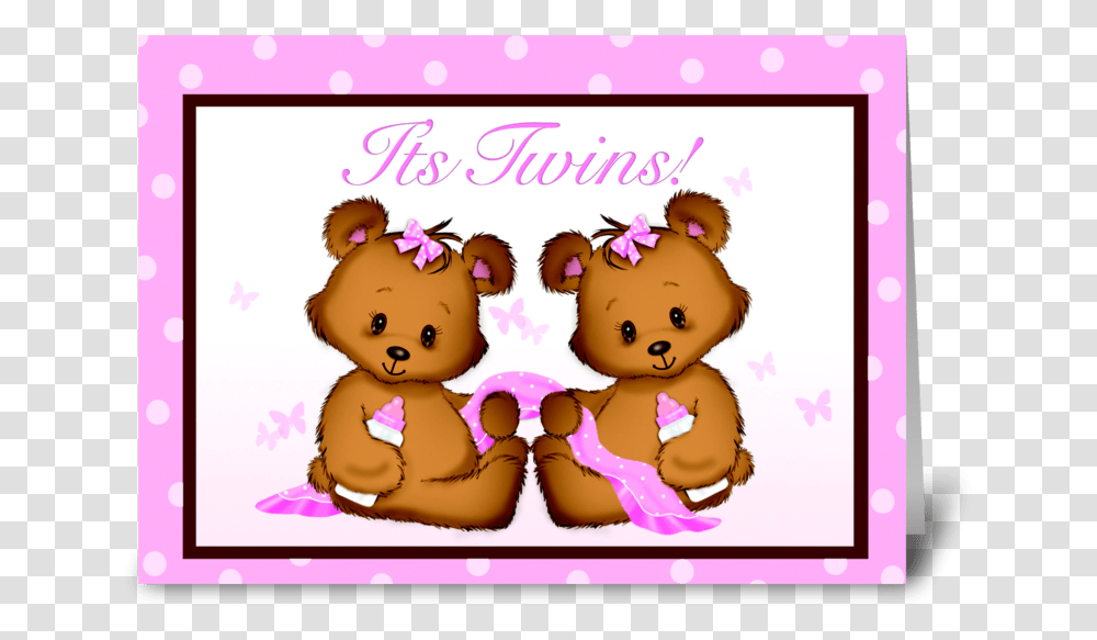 It's Twins Baby Girls Greeting Card Twin Babies Twins Girls Baptism Clipart, Envelope, Mail, Teddy Bear Transparent Png