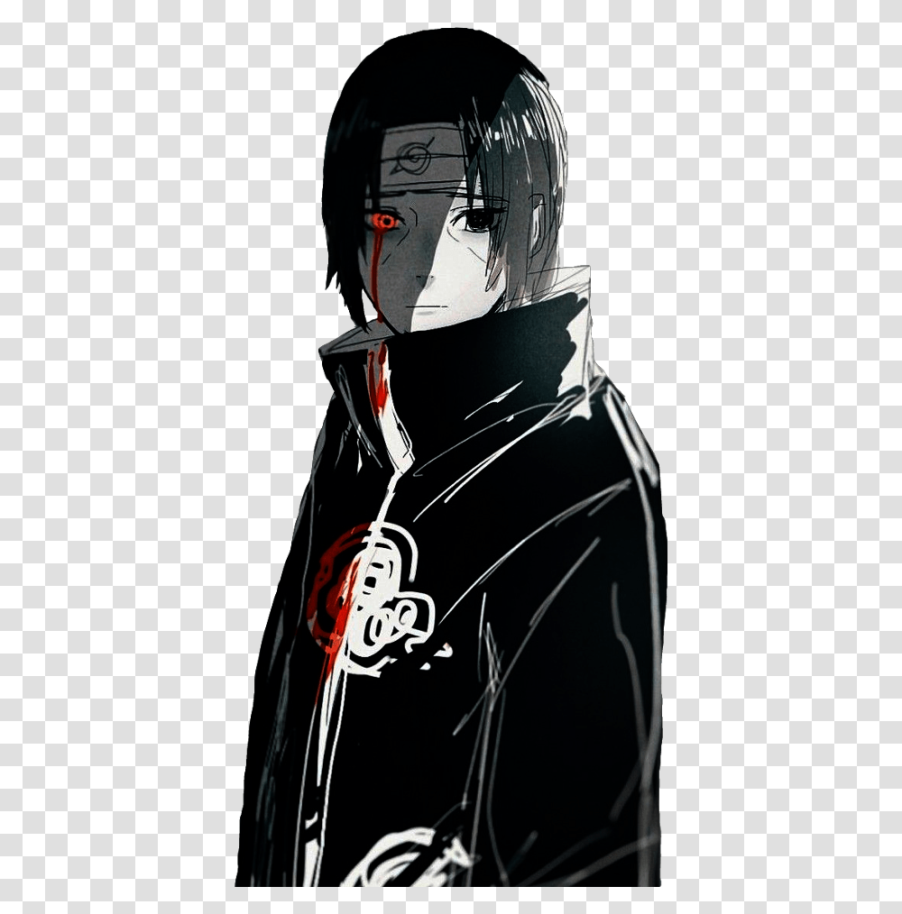 Itachi Uchiha Naruto Anime Tumblraesthetic Blackandwhite Itachi Uchiha Sad, Helmet, Person, Sleeve Transparent Png