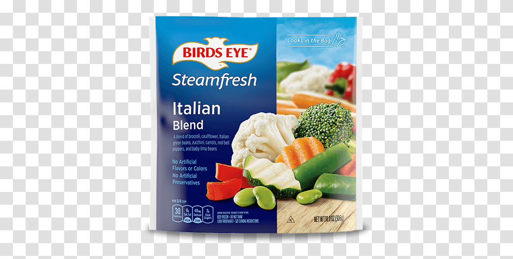 Italian Blend Steam Bag Mixed Vegetables Birds Eye Birds Eye Frozen Peas Nutrition, Plant, Food, Cauliflower, Broccoli Transparent Png