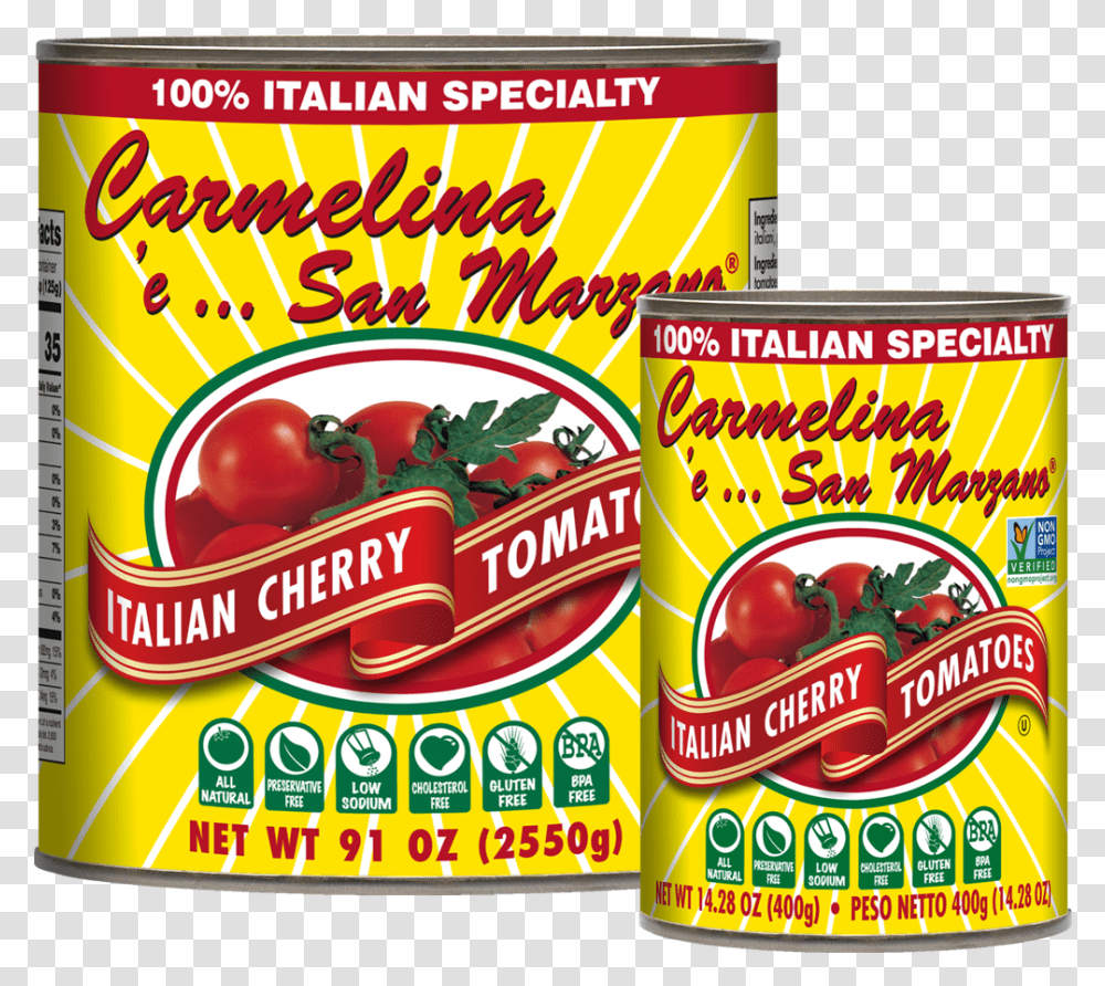 Italian Cherry Tomatoes In Puree Natural Foods, Label, Tin, Can Transparent Png