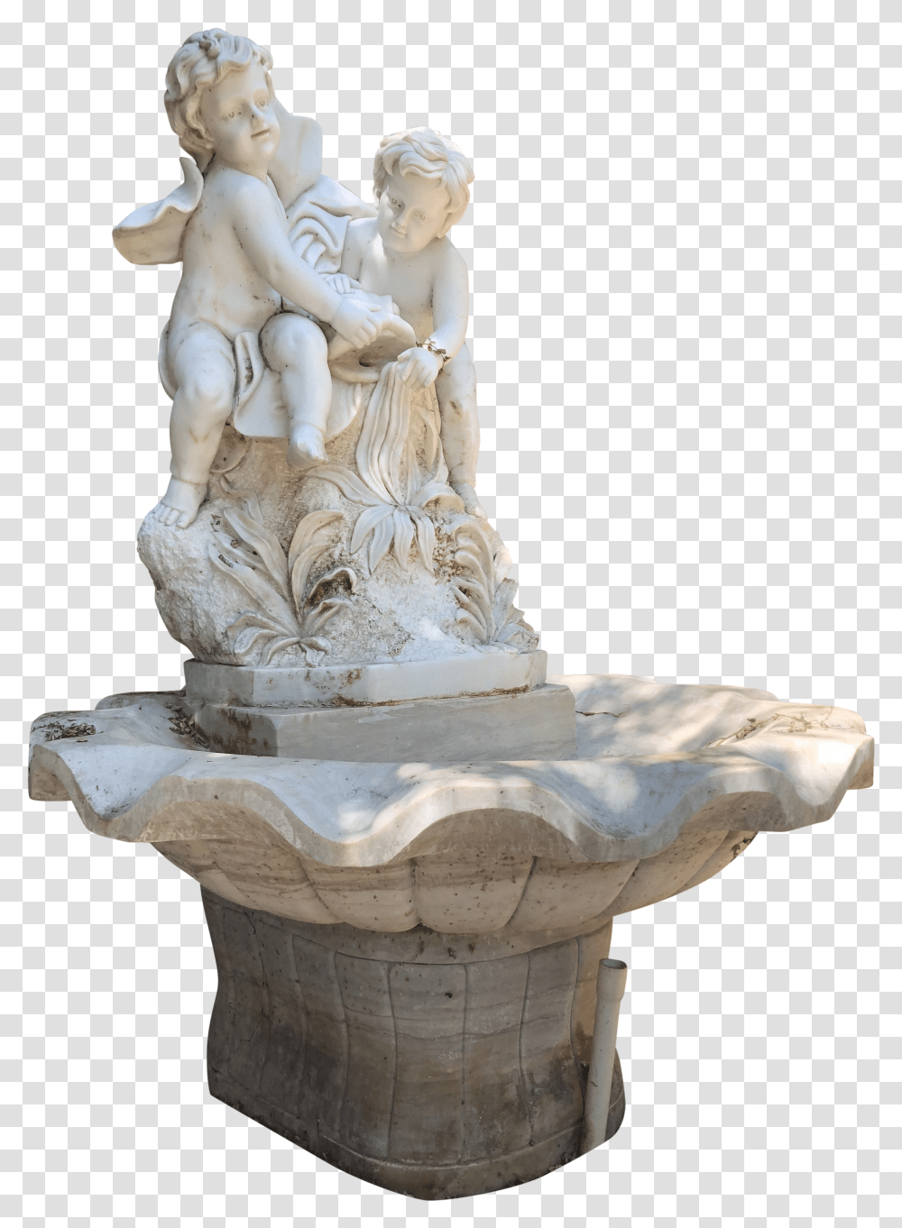 Italian Cherubs Holding A Fish Motif Marble Fountain Fountain Transparent Png