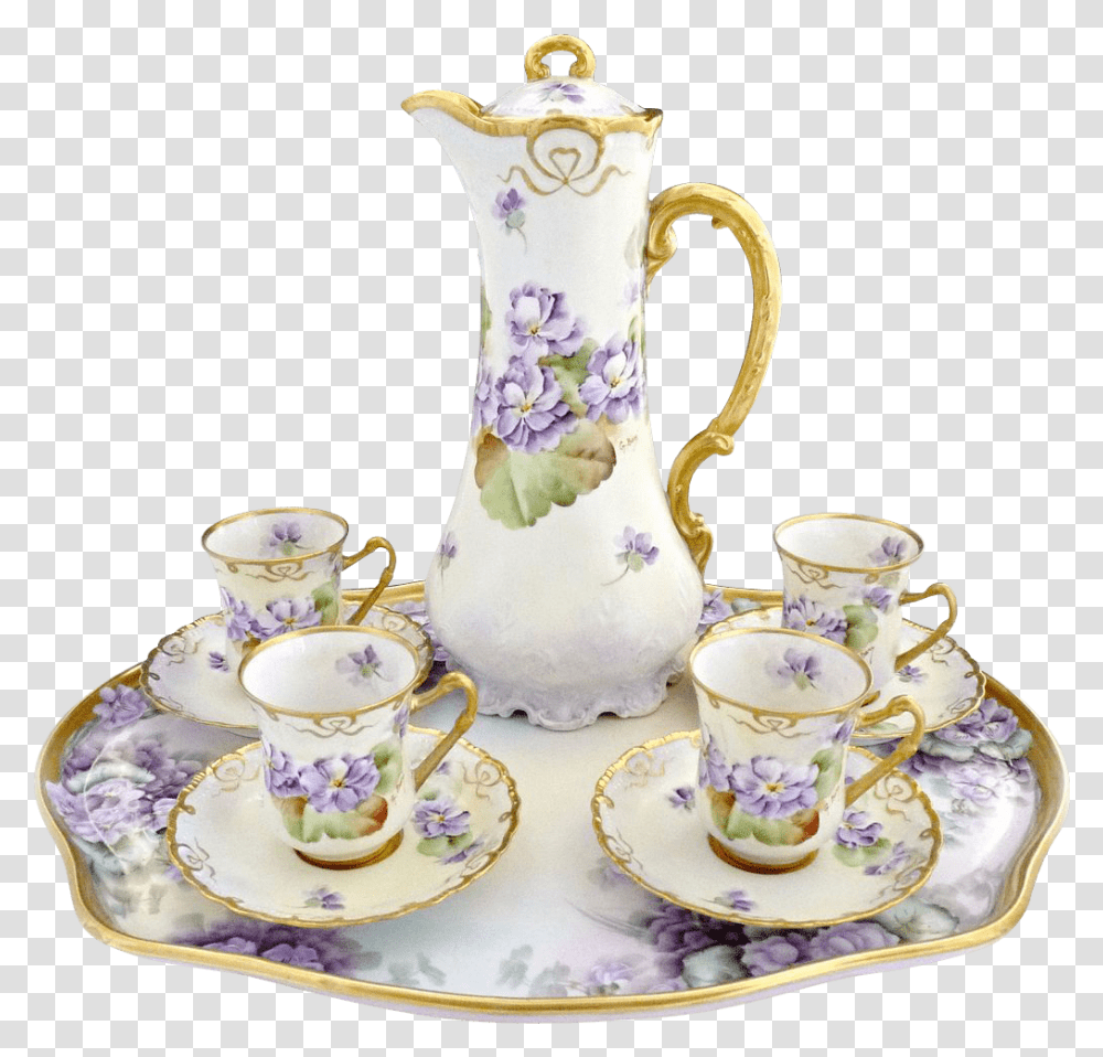 Italian Fine Porcelain Coffee Set Tea With Cup, Pottery, Saucer, Wedding Cake Transparent Png