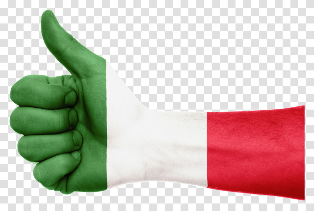 Italian Flag Thumbs Up, Hand, Sock, Shoe, Footwear Transparent Png