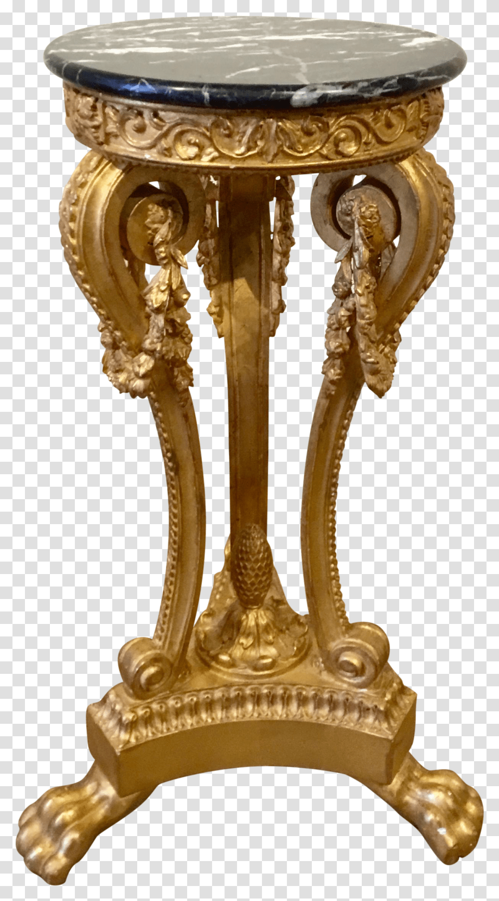 Italian Gold Gild Baroque Style Marble Top Pedestal Antique, Animal, Sea Life Transparent Png