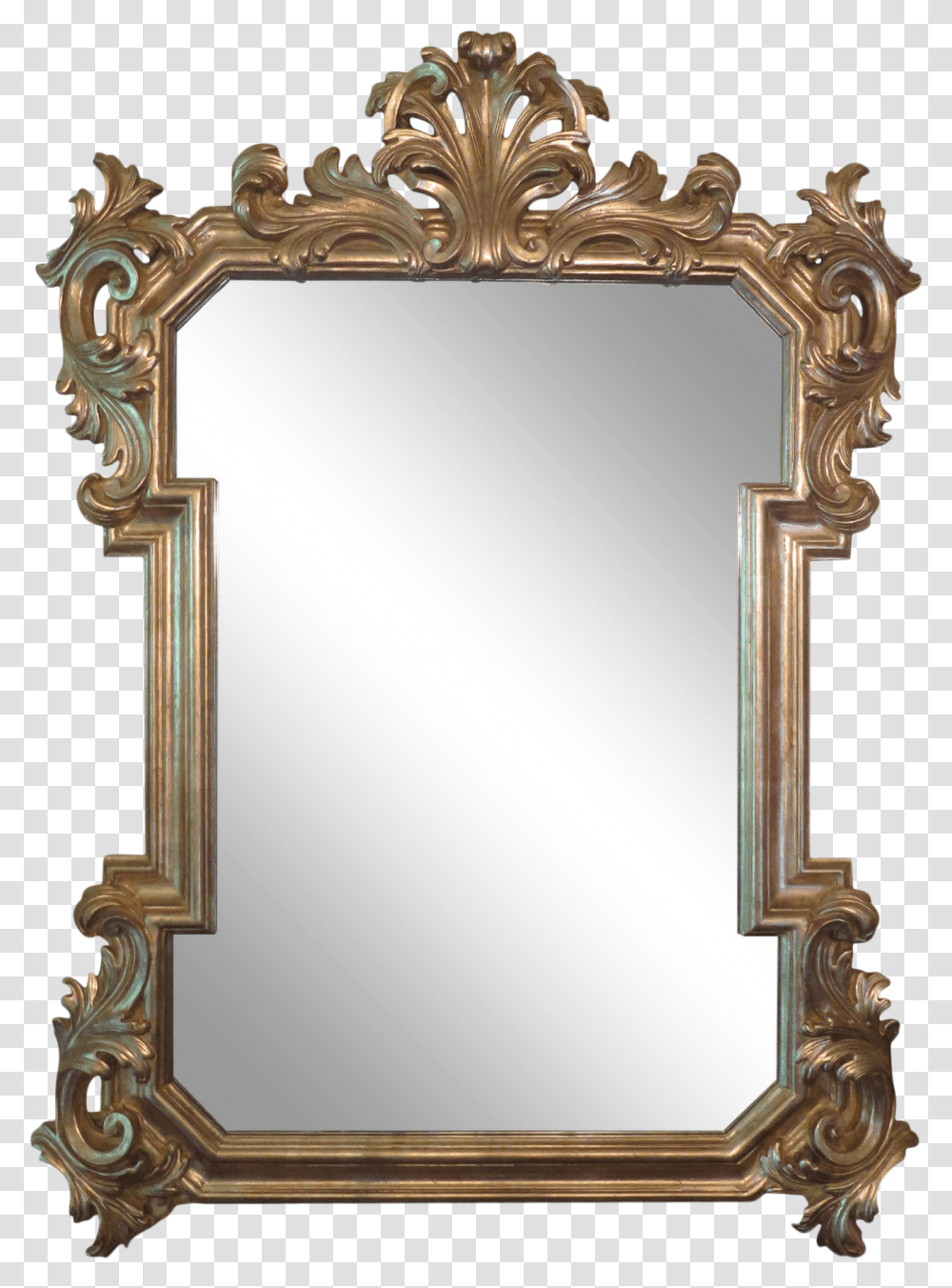 Italian Gold Gilt Ornate Frame Mirror Antique, Cross, Symbol, Gate Transparent Png