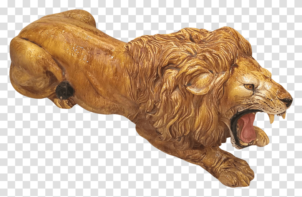 Italian Hollywood Regency Glazed Terra Cotta Lion Figurine Masai Lion, Bronze, Bull, Mammal, Animal Transparent Png
