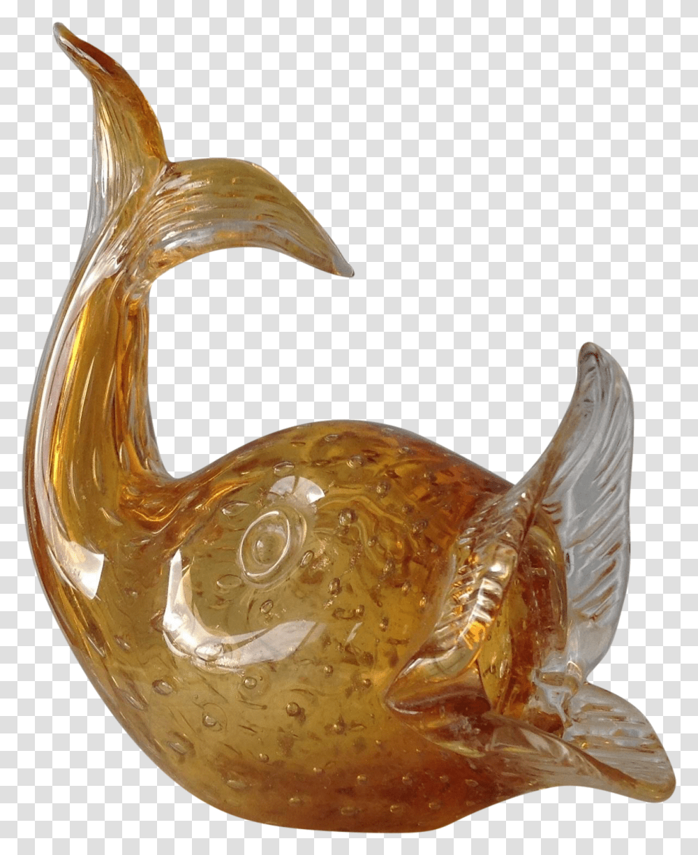 Italian Murano Amber & Gold Dust Fish Fish, Animal, Sea Life, Food, Seafood Transparent Png