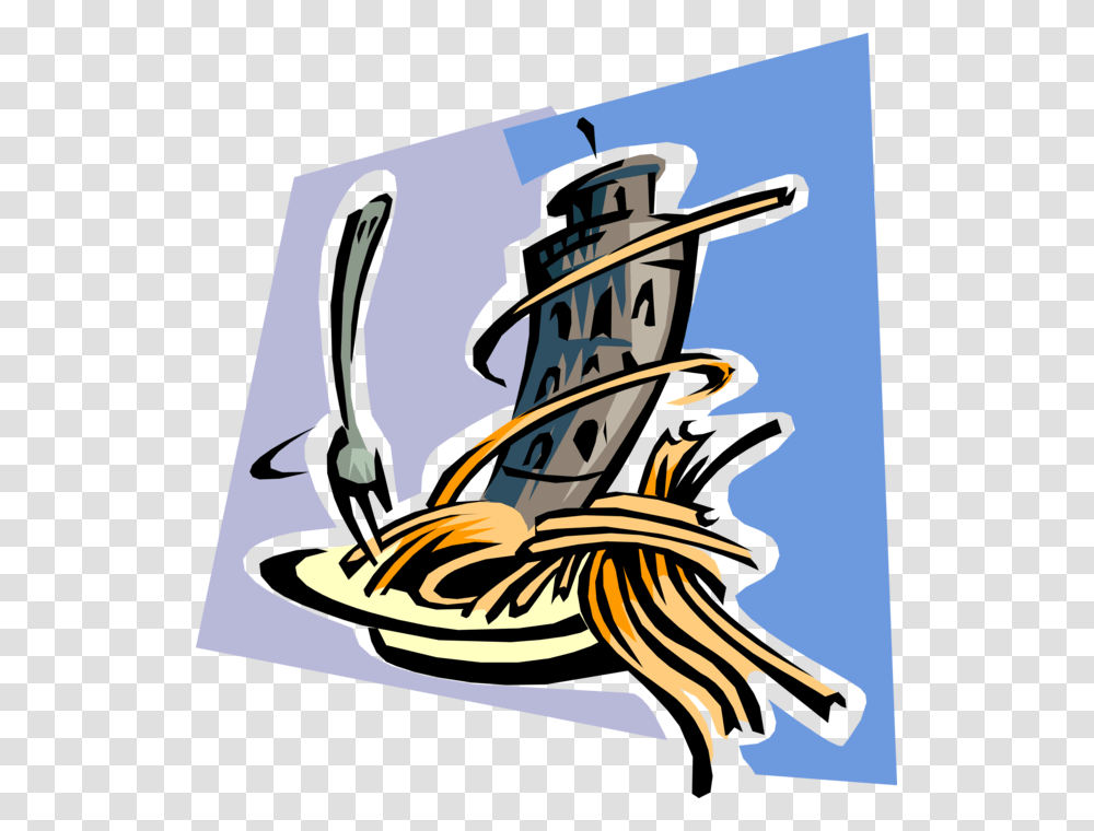 Italian Pasta With Leaning Tower Of Pisa, Label, Drawing Transparent Png