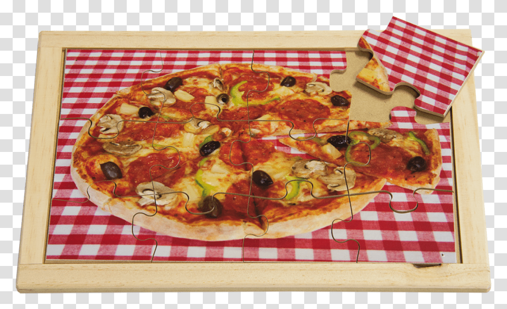 Italian Pizza Puzzle Pepperoni, Food, Dish, Meal, Tablecloth Transparent Png