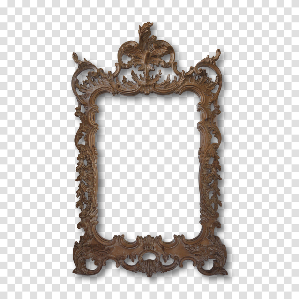 Italian Rococo Style Hand Carved Wood Mirror Mid Century Italy, Cross, Gate, Bronze Transparent Png