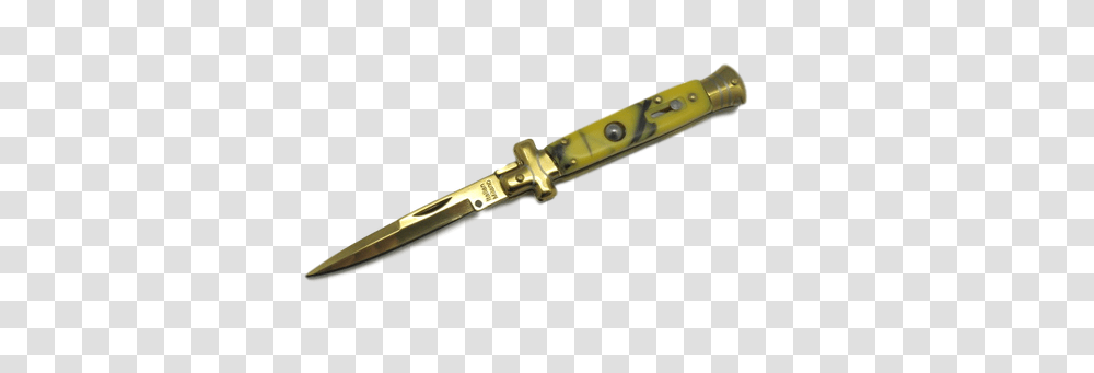 Italian Style Mini Classic Stiletto Switchblade Yellow Marble, Weapon, Weaponry, Knife, Letter Opener Transparent Png
