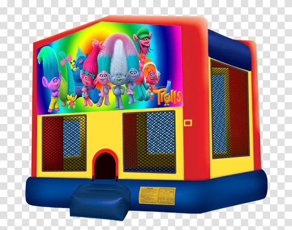 Item Image Trolls Bounce House, Inflatable, Indoor Play Area, Playground, Arcade Game Machine Transparent Png