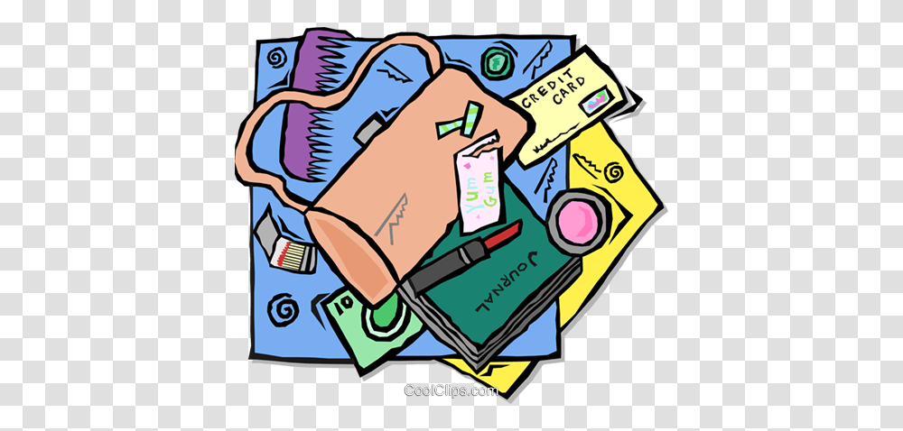 Items In A Purse Royalty Free Vector Clip Art Illustration, Label, Alphabet, Advertisement Transparent Png