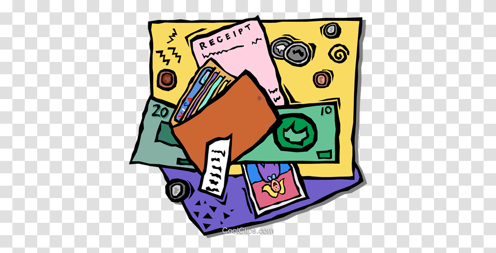 Items In A Wallet Royalty Free Vector Clip Art Illustration, Advertisement, Poster, Flyer, Paper Transparent Png