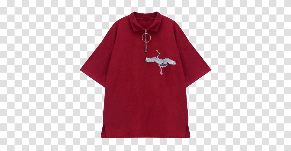 Itgirl Shop Crane Embroidery Red Tshirt, Apparel, Sleeve, Fleece Transparent Png