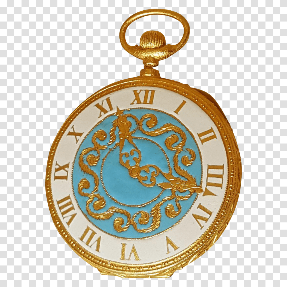 Itialian Made Pocket Watch Compact Mint Condition Powder Blue, Gold, Rug, Gold Medal, Trophy Transparent Png