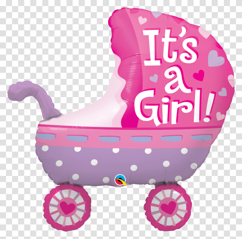 Its A Girl Baby Stroller Balloon, Furniture, Cradle, Crib Transparent Png