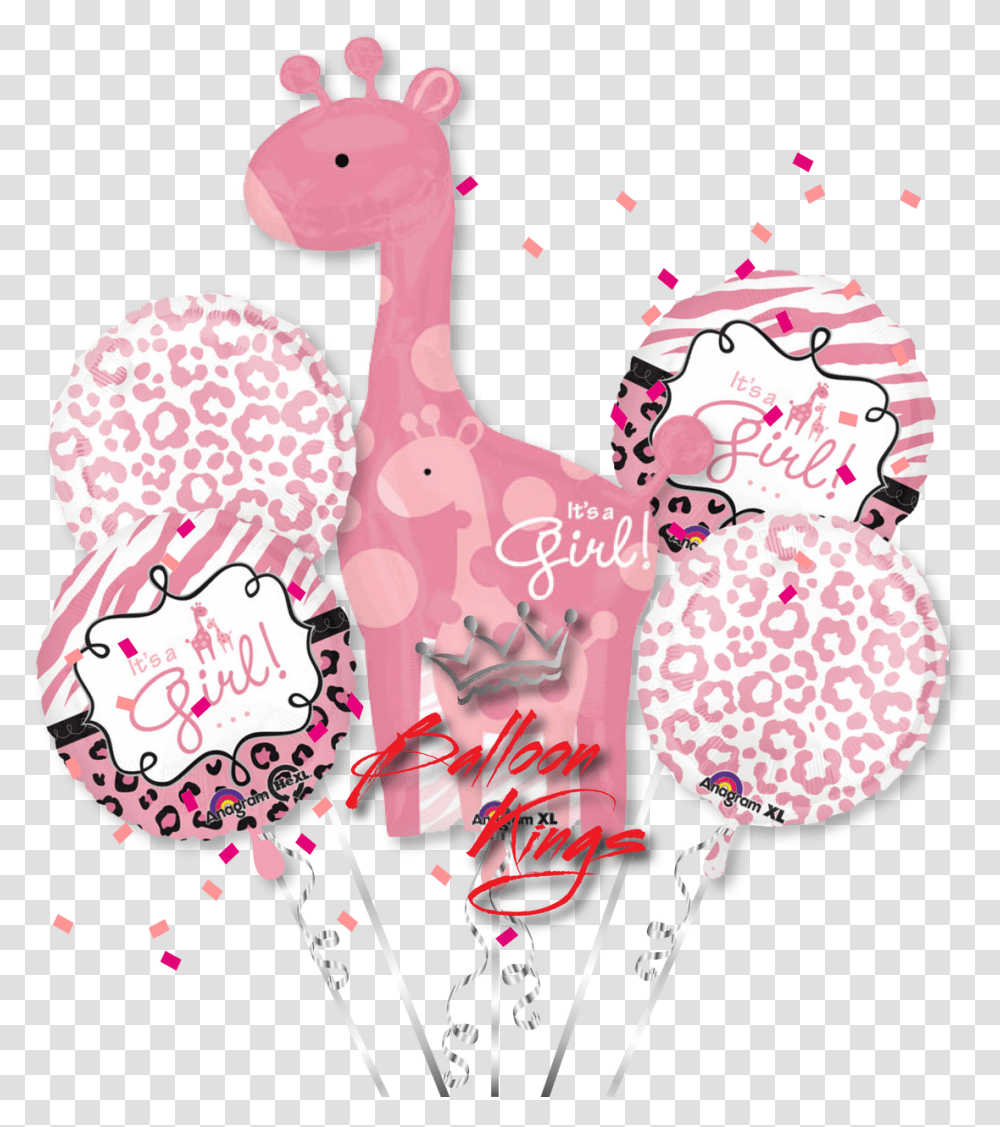 Its A Girl Giraffe Bouquet Its A Girl Balloons, Sweets, Food, Confectionery, Bird Transparent Png