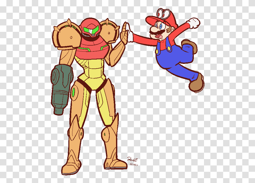 Its A Good Time To Be A Metroid And A Mario Fanhigh Mario And Samus Fan Art, Hand, Costume, Leisure Activities, Book Transparent Png