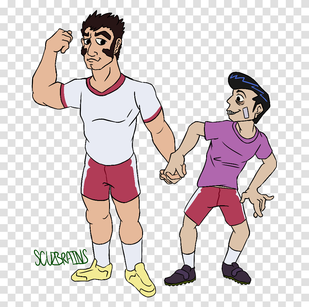 Its His First Time Being Hand Holded Cartoon, Person, Shorts, People Transparent Png