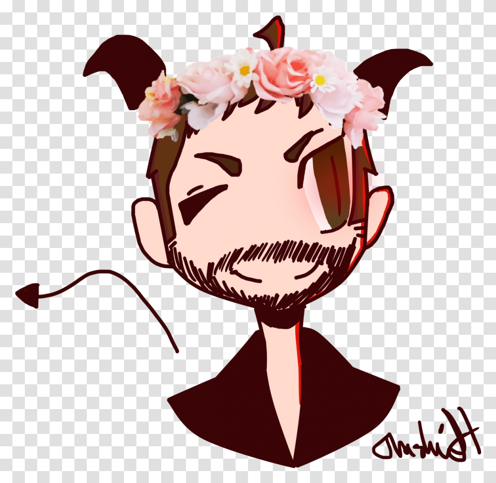 Its My Boi Crowley With A Flower Crown Cartoon Clipart Cartoon, Face, Smile, Head, Food Transparent Png
