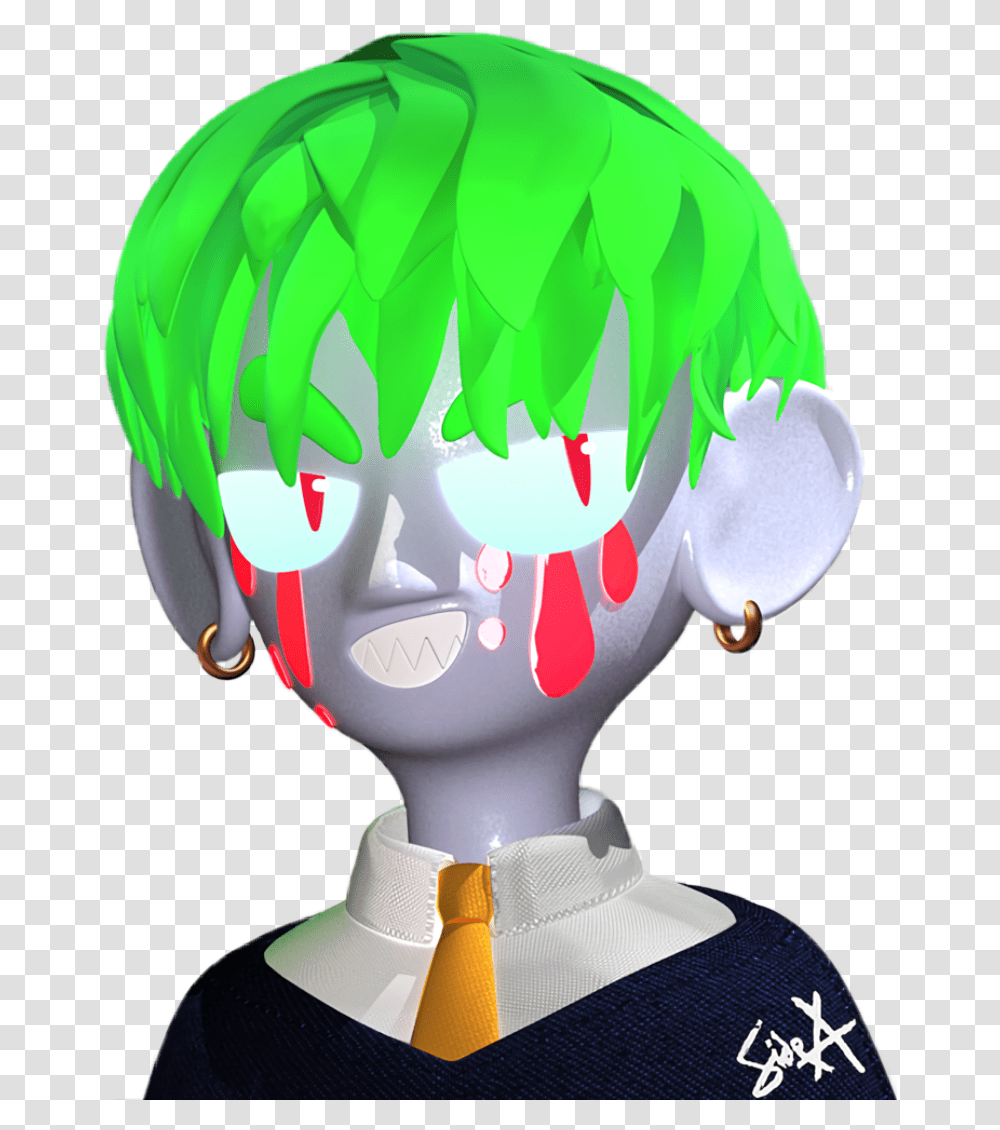 Itsoktocry Tumblr Blood Animated Art 3d Green Charm School Reject Side, Tie, Accessories, Accessory, Head Transparent Png