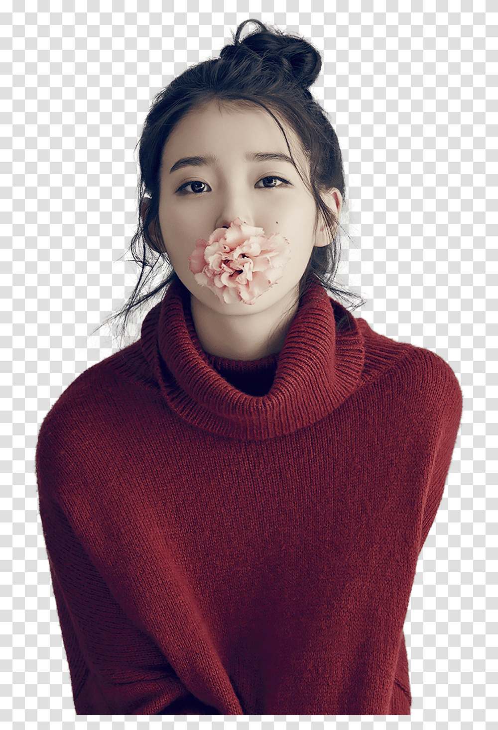 Iu Flower In Mouth, Sweater, Person, Sweatshirt Transparent Png