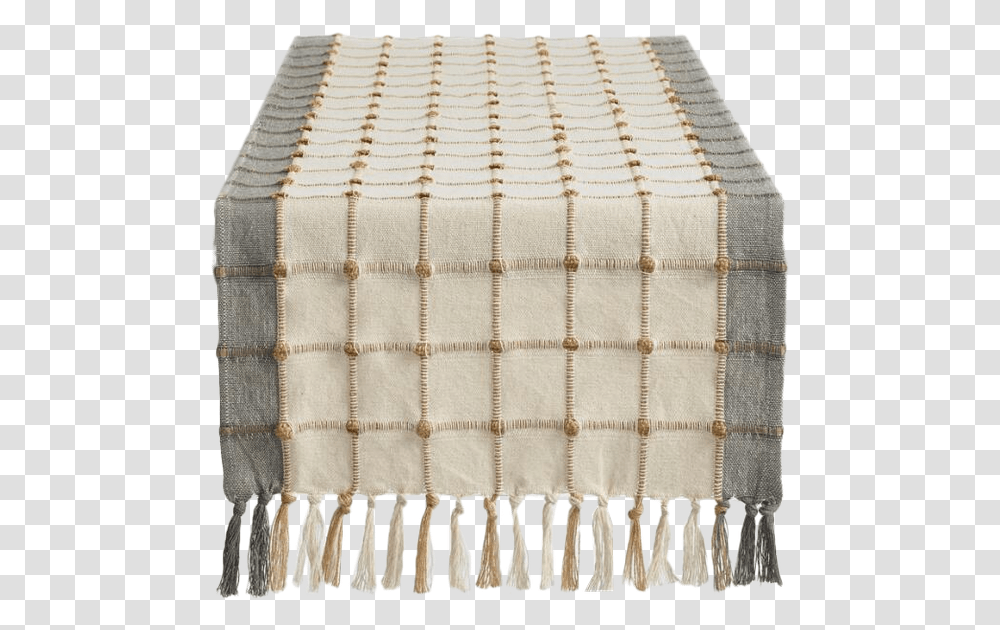 Ivory And Gray Windowpane Table Runner By World Market Placemat, Tablecloth, Rug Transparent Png