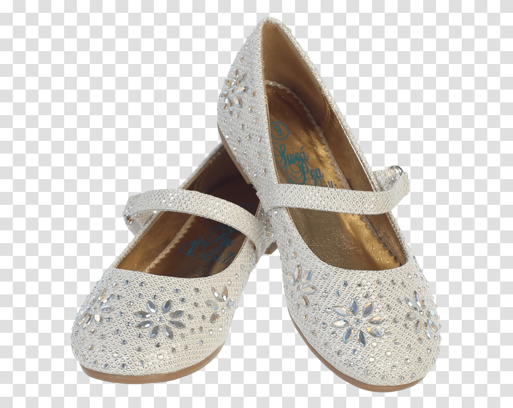 Ivory Glitter Girls Dress Shoes With Iridescent Beading Ballet Flat, Apparel, Sandal, Footwear Transparent Png