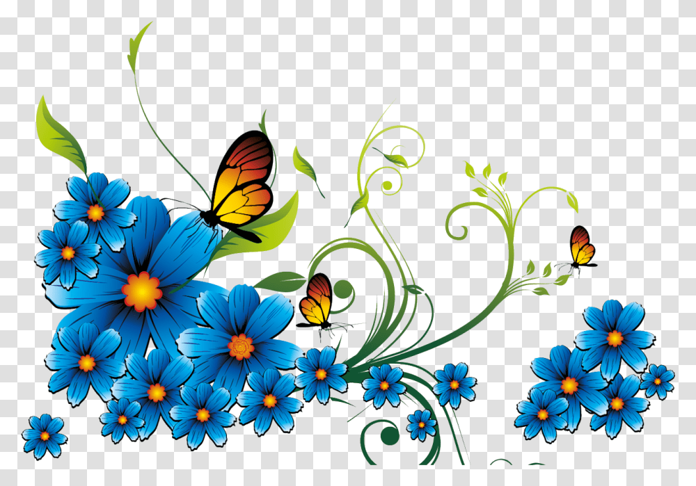 Izobrazhenie Dlya Plejkasta Blue Flower Border Clipart, Floral Design, Pattern Transparent Png