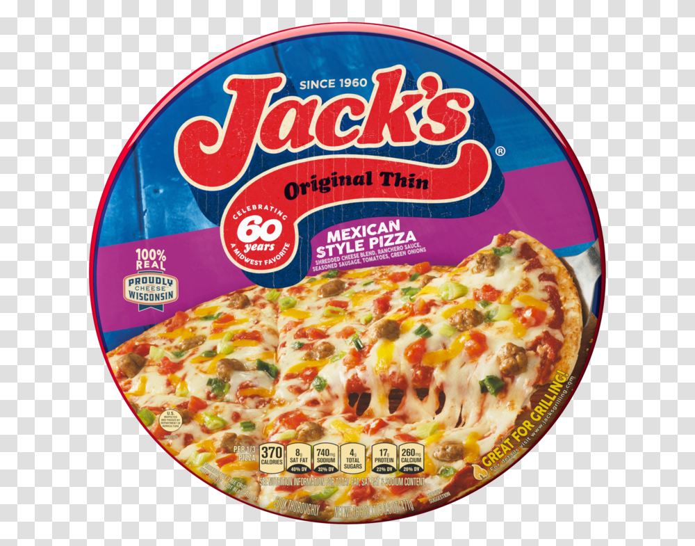 Jack S Original Thin Crust Mexican Style Frozen Pizza Jack's Frozen Pizza, Food, Meal, Dish, Bread Transparent Png