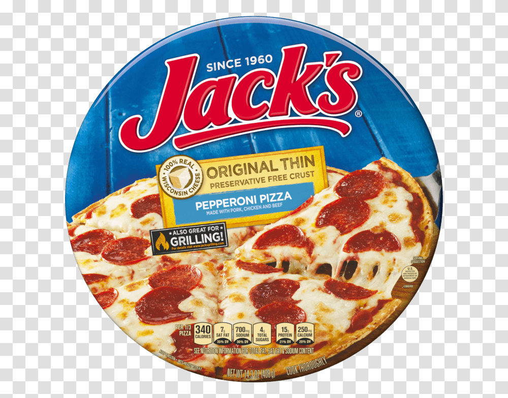 Jack S Original Thin Crust Pepperoni Frozen Pizza Jacks Original Thin Crust Pizza, Food, Dish, Meal, Sliced Transparent Png