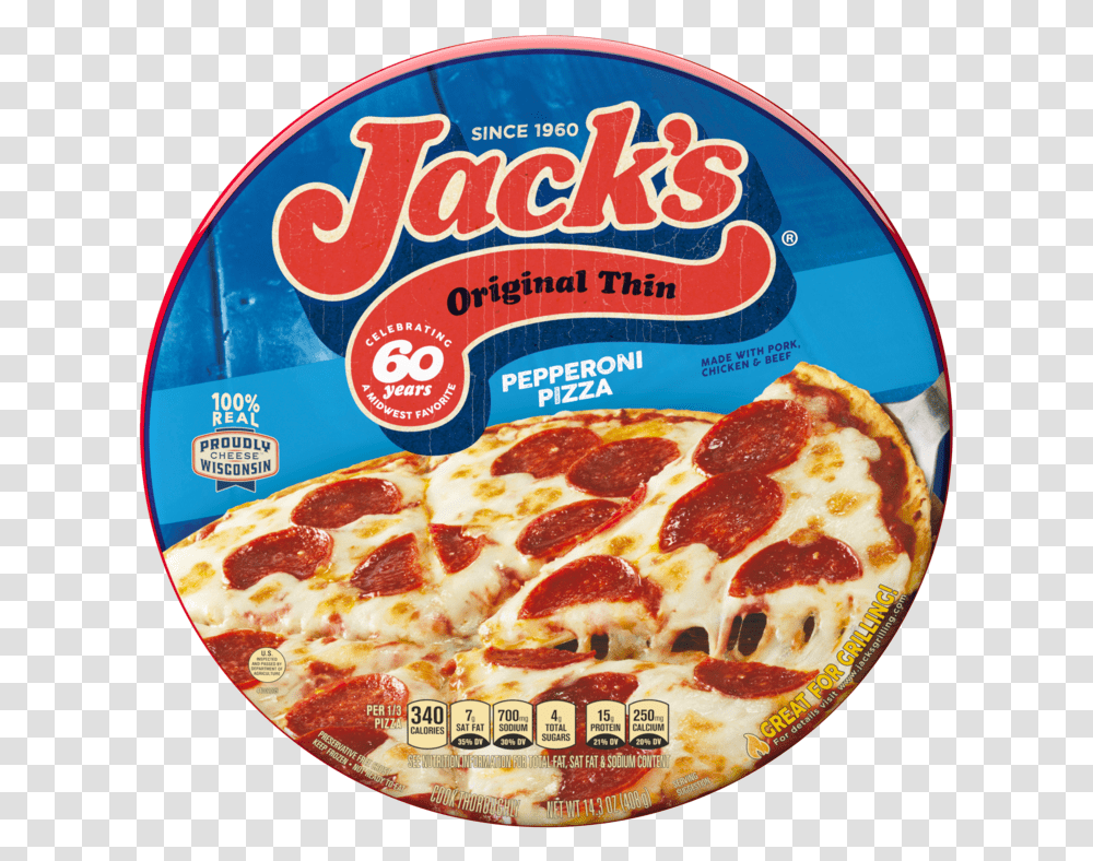 Jack S Original Thin Pepperoni Frozen Pizza Pepperoni, Food, Disk, Sliced, Dish Transparent Png