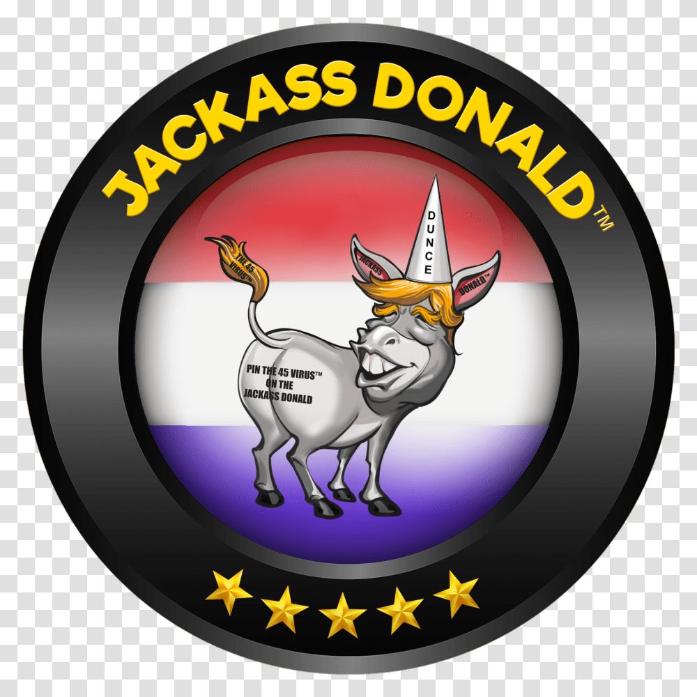 Jackass Donald Five Star Medal Fictional Character, Logo, Symbol, Trademark, Horse Transparent Png